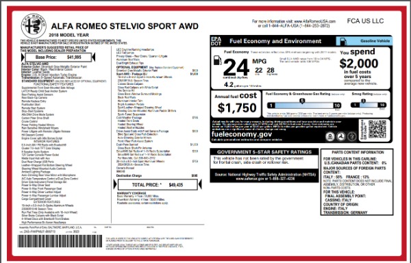 New 2018 Alfa Romeo Stelvio Sport Q4 for sale Sold at Aston Martin of Greenwich in Greenwich CT 06830 26