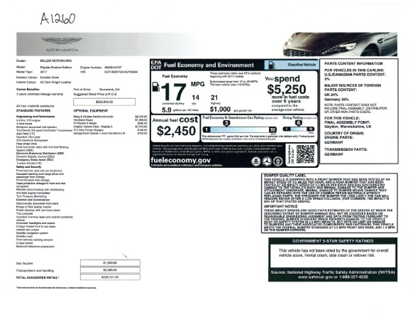 Used 2017 Aston Martin Rapide S Sedan for sale Sold at Aston Martin of Greenwich in Greenwich CT 06830 23