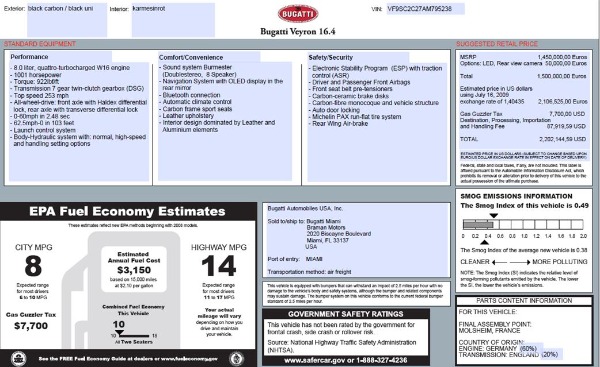 Used 2010 Bugatti Veyron 16.4 Sang Noir for sale Sold at Miller Motorcars Aston Martin in Greenwich CT 06830 22