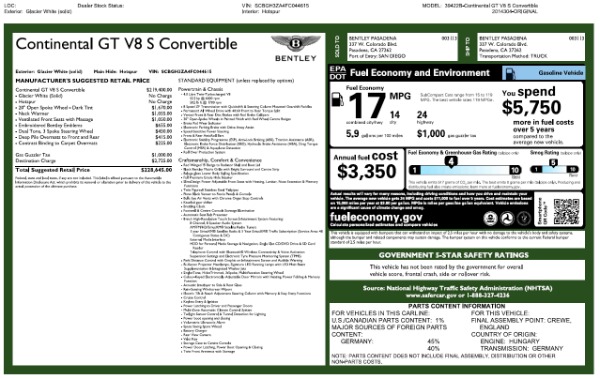 Used 2015 Bentley Continental GT V8 S for sale Sold at Aston Martin of Greenwich in Greenwich CT 06830 26