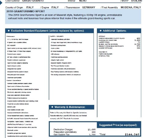 New 2018 Maserati GranTurismo Sport for sale Sold at Aston Martin of Greenwich in Greenwich CT 06830 24