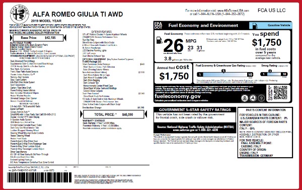 New 2019 Alfa Romeo Giulia Ti Q4 for sale Sold at Aston Martin of Greenwich in Greenwich CT 06830 26