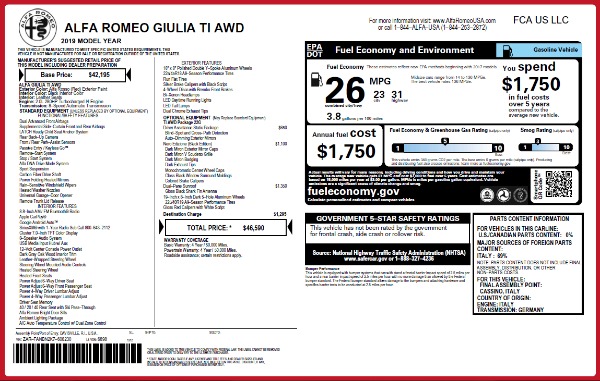 New 2019 Alfa Romeo Giulia Ti Q4 for sale Sold at Aston Martin of Greenwich in Greenwich CT 06830 21