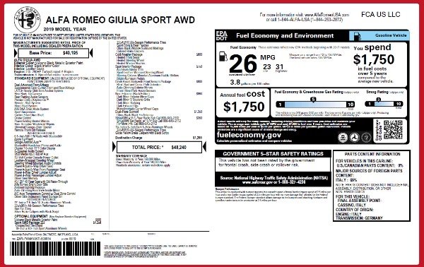 New 2019 Alfa Romeo Giulia Sport Q4 for sale Sold at Aston Martin of Greenwich in Greenwich CT 06830 24