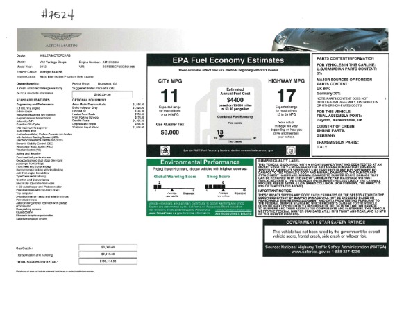 Used 2012 Aston Martin V12 Vantage for sale Sold at Aston Martin of Greenwich in Greenwich CT 06830 19