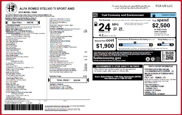 New 2019 Alfa Romeo Stelvio Ti Sport Q4 for sale Sold at Aston Martin of Greenwich in Greenwich CT 06830 2