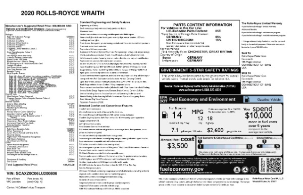 New 2020 Rolls-Royce Wraith Eagle for sale Sold at Aston Martin of Greenwich in Greenwich CT 06830 8