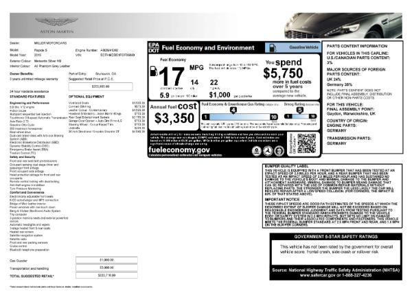 Used 2015 Aston Martin Rapide S Sedan for sale Sold at Aston Martin of Greenwich in Greenwich CT 06830 24