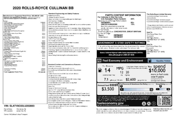 New 2020 Rolls-Royce Cullinan Black Badge for sale Sold at Miller Motorcars Aston Martin in Greenwich CT 06830 11