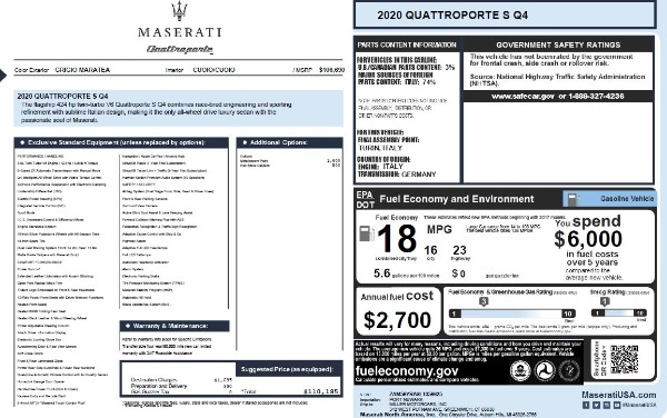 New 2020 Maserati Quattroporte S Q4 for sale Sold at Aston Martin of Greenwich in Greenwich CT 06830 2