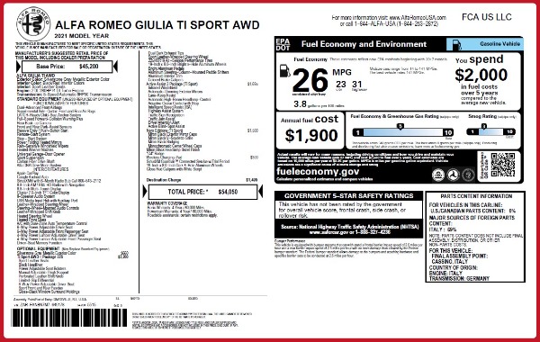 New 2021 Alfa Romeo Giulia Ti Sport Q4 for sale Sold at Aston Martin of Greenwich in Greenwich CT 06830 2
