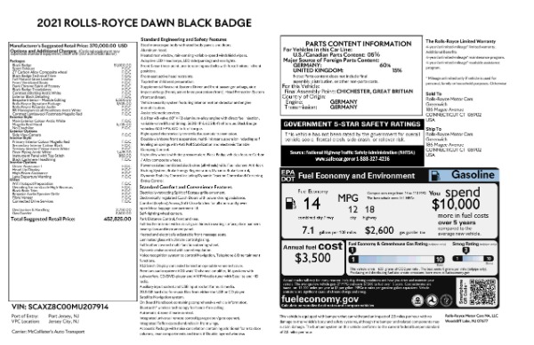 New 2021 Rolls-Royce Dawn Black Badge for sale Sold at Aston Martin of Greenwich in Greenwich CT 06830 9
