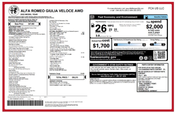 Used 2022 Alfa Romeo Giulia Veloce for sale $27,900 at Miller Motorcars Aston Martin in Greenwich CT 06830 24