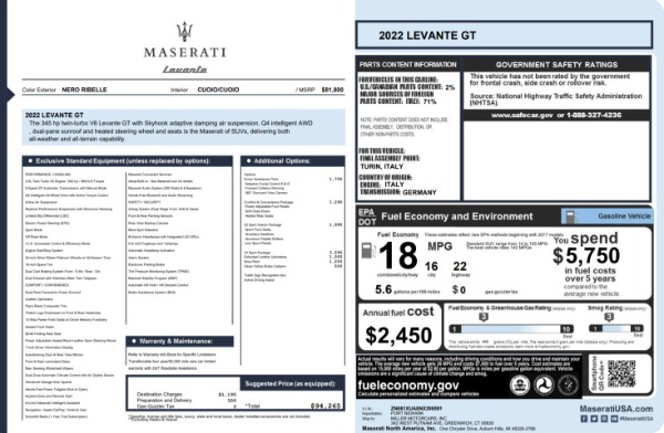 Used 2022 Maserati Levante GT for sale $52,900 at Miller Motorcars Aston Martin in Greenwich CT 06830 23