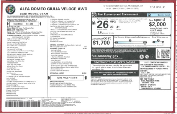 Used 2022 Alfa Romeo Giulia Veloce for sale $29,900 at Miller Motorcars Aston Martin in Greenwich CT 06830 25