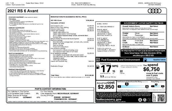 Used 2021 Audi RS 6 Avant 4.0T quattro Avant for sale Sold at Aston Martin of Greenwich in Greenwich CT 06830 26