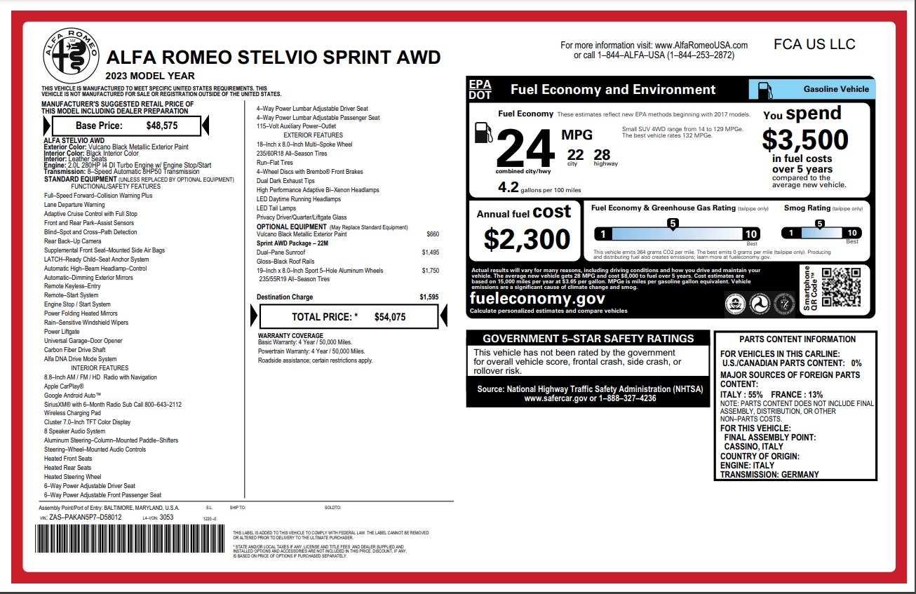 Used 2023 Alfa Romeo Stelvio Sprint for sale $29,900 at Miller Motorcars Aston Martin in Greenwich CT 06830 1