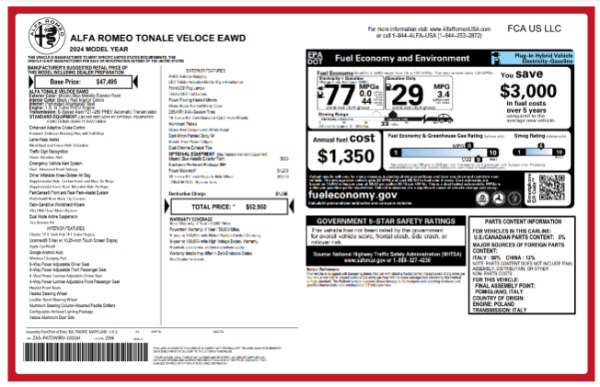 Used 2024 Alfa Romeo Tonale Veloce for sale $26,900 at Miller Motorcars Aston Martin in Greenwich CT 06830 24