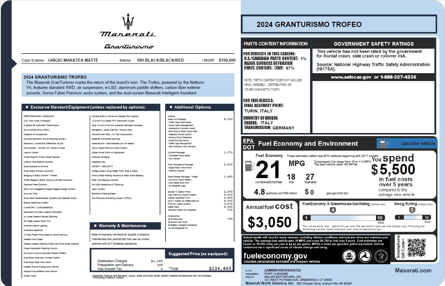 Used 2024 Maserati GranTurismo Trofeo for sale Call for price at Miller Motorcars Aston Martin in Greenwich CT 06830 1
