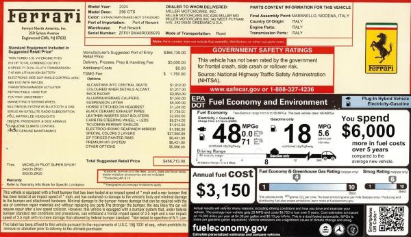 Used 2024 Ferrari 296 GTS for sale $379,900 at Miller Motorcars Aston Martin in Greenwich CT 06830 2