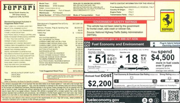 Used 2022 Ferrari SF90 Stradale for sale $437,900 at Miller Motorcars Aston Martin in Greenwich CT 06830 2