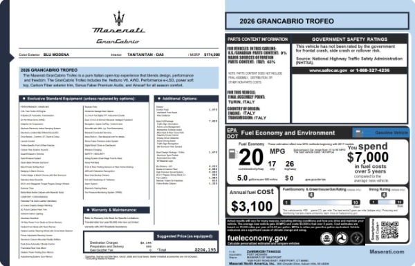 New 2026 Maserati GranCabrio Trofeo for sale $204,195 at Miller Motorcars Aston Martin in Greenwich CT 06830 25