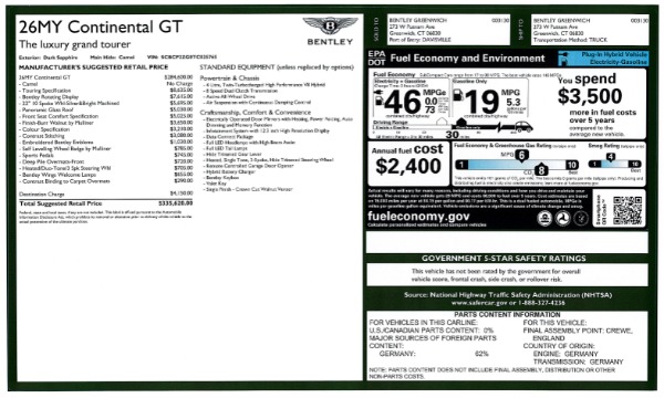 New 2026 Bentley Continental GT for sale $335,620 at Miller Motorcars Aston Martin in Greenwich CT 06830 26