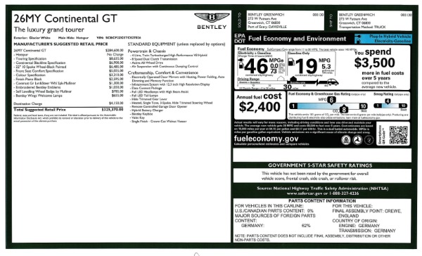 New 2026 Bentley Continental GT for sale $346,155 at Miller Motorcars Aston Martin in Greenwich CT 06830 26