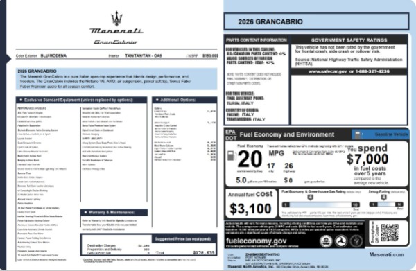 New 2026 Maserati GranCabrio Modena for sale $178,635 at Miller Motorcars Aston Martin in Greenwich CT 06830 26