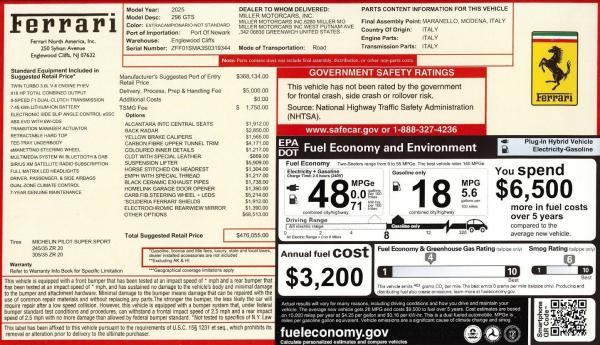 Used 2025 Ferrari 296 GTS for sale $449,900 at Miller Motorcars Aston Martin in Greenwich CT 06830 2