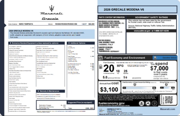 New 2026 Maserati Grecale Modena V6 for sale $94,258 at Miller Motorcars Aston Martin in Greenwich CT 06830 26