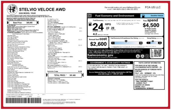 New 2026 Alfa Romeo Stelvio Veloce for sale $61,465 at Miller Motorcars Aston Martin in Greenwich CT 06830 25