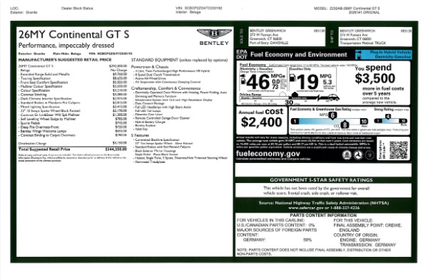 New 2026 Bentley Continental GT S for sale $344,350 at Miller Motorcars Aston Martin in Greenwich CT 06830 26