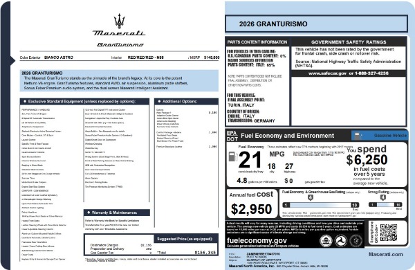 New 2026 Maserati GranTurismo Modena for sale $156,345 at Miller Motorcars Aston Martin in Greenwich CT 06830 22