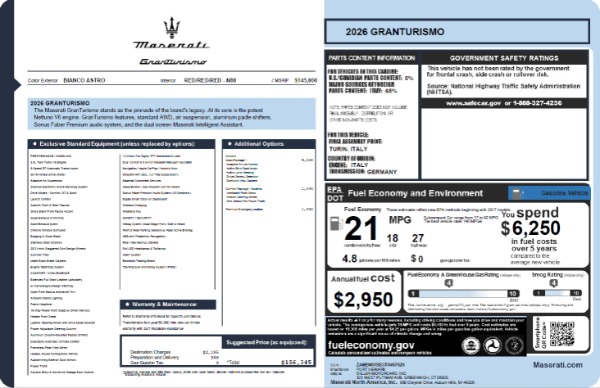 New 2026 Maserati GranTurismo for sale $156,345 at Miller Motorcars Aston Martin in Greenwich CT 06830 23