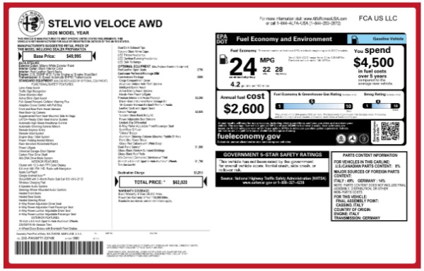 New 2026 Alfa Romeo Stelvio for sale $57,120 at Miller Motorcars Aston Martin in Greenwich CT 06830 22