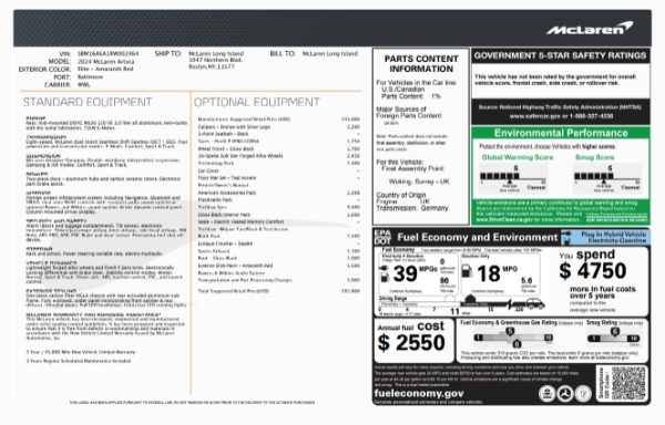 Used 2024 McLaren Artura TechLux for sale $182,900 at Miller Motorcars Aston Martin in Greenwich CT 06830 6
