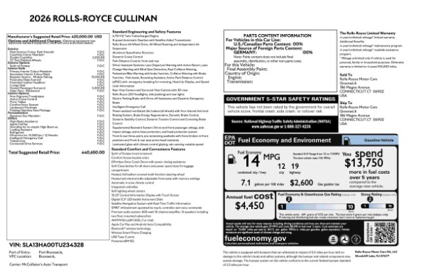 Used 2026 Rolls-Royce Cullinan for sale $425,900 at Miller Motorcars Aston Martin in Greenwich CT 06830 9