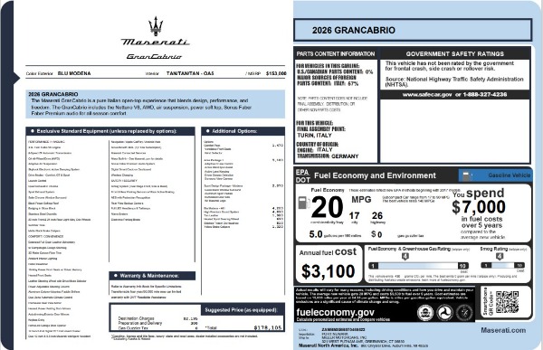 New 2026 Maserati GranCabrio for sale $178,105 at Miller Motorcars Aston Martin in Greenwich CT 06830 26