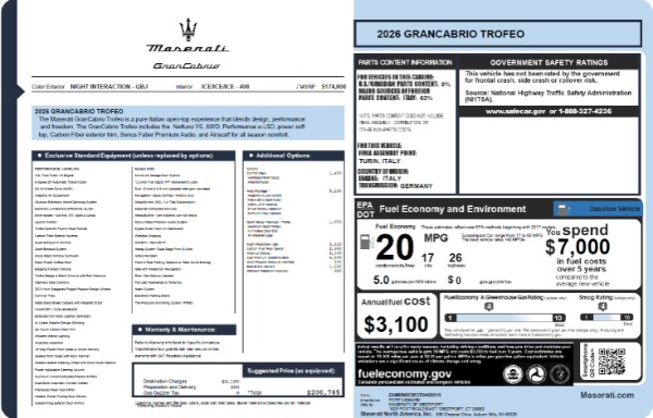New 2026 Maserati GranCabrio Trofeo for sale $200,785 at Miller Motorcars Aston Martin in Greenwich CT 06830 23