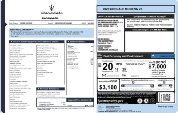 New 2026 Maserati Grecale Modena V6 for sale $96,825 at Miller Motorcars Aston Martin in Greenwich CT 06830 23