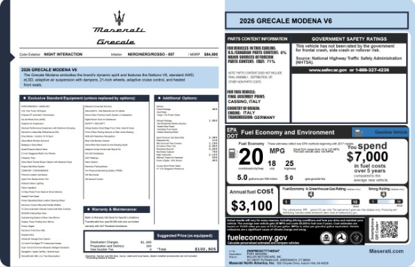 New 2026 Maserati Grecale Modena V6 for sale $100,905 at Miller Motorcars Aston Martin in Greenwich CT 06830 25
