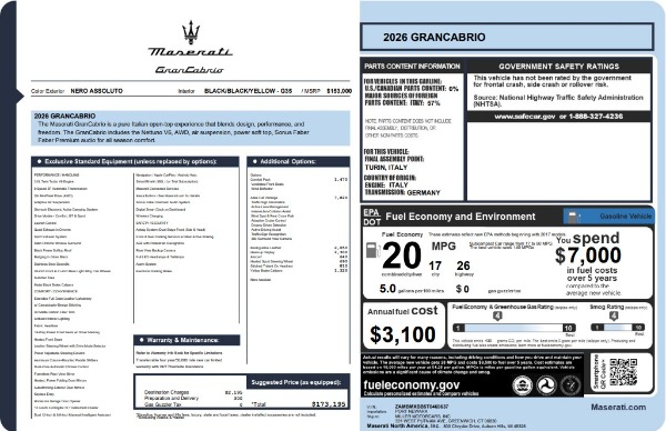 New 2026 Maserati GranCabrio for sale $157,172 at Miller Motorcars Aston Martin in Greenwich CT 06830 23