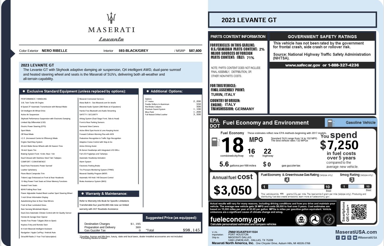 Used 2023 Maserati Levante GT for sale $49,900 at Miller Motorcars Aston Martin in Greenwich CT 06830 1