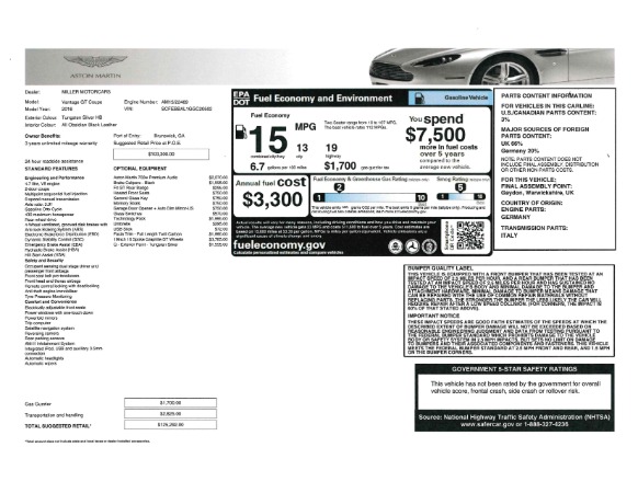 Used 2016 Aston Martin V8 Vantage GT Coupe for sale Sold at Aston Martin of Greenwich in Greenwich CT 06830 18